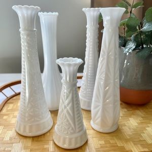Milk Glass Vase Set of 5